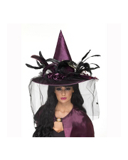 Purple Feather Witches Hat